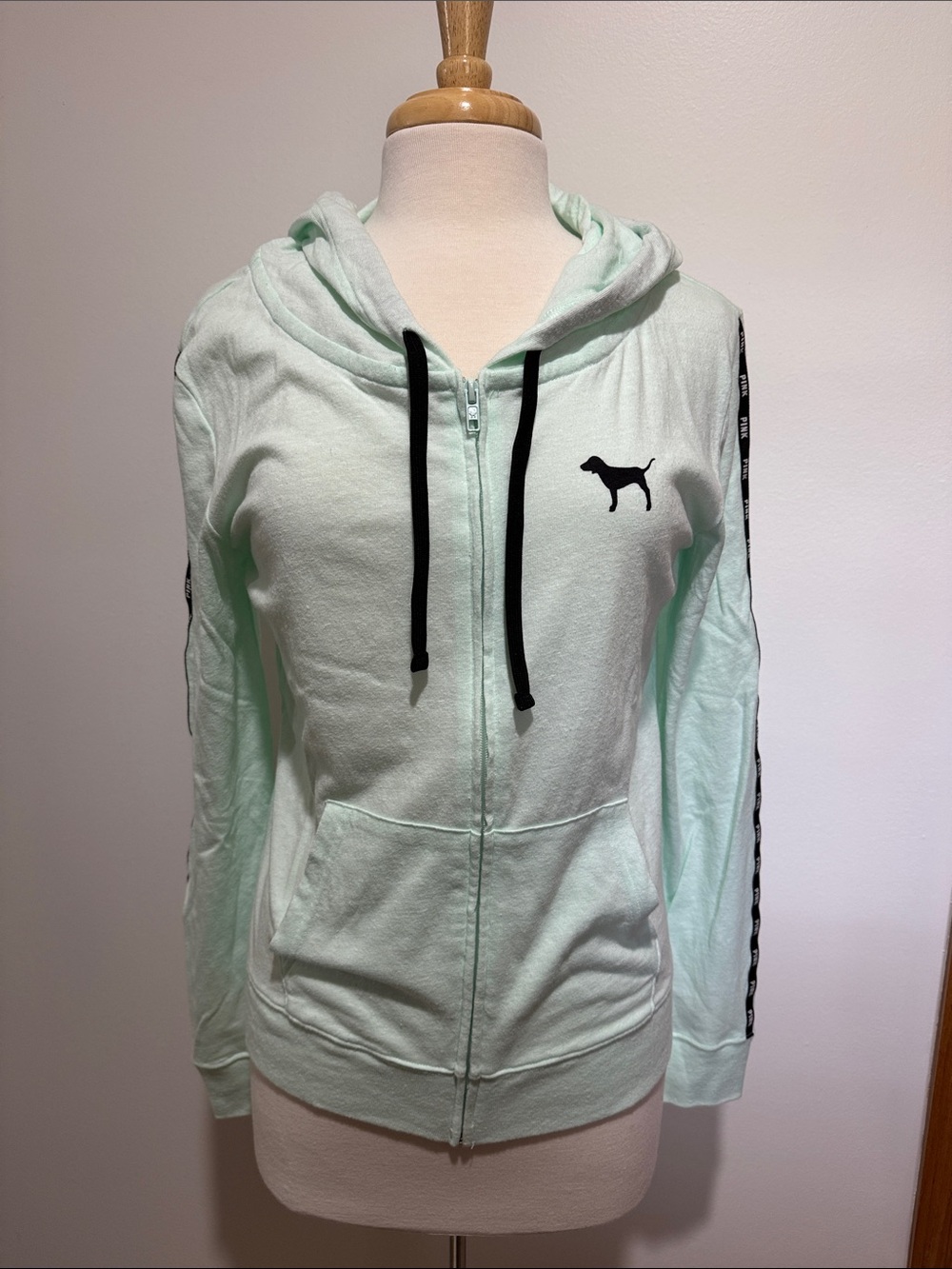 PINK Victoria's Secret Women’s Lightweight Zip-Up Mint Green Hoodie Mint Size M